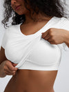 Solid Ribbed V Neck Bra Top