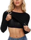 Ribbed Built In Bra Long Sleeve Tops