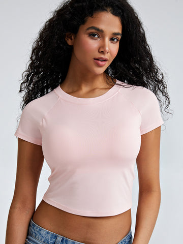 Solid Slim Fit Braless Crop Tops