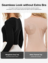 Square Neck Ribbed Built In Bra Long Sleeve Tops
