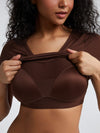 Solid Ribbed V Neck Bra Top