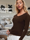 V Neck Ribbed Built In Bra Long Sleeve Tops