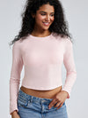 Solid Crew Neck Long Sleeve Brami