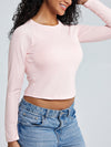 Solid Crew Neck Long Sleeve Brami