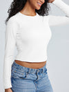 Solid Crew Neck Long Sleeve Brami