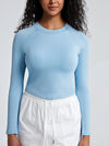 Solid Crew Neck Long Sleeve Brami
