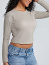 Solid Crew Neck Long Sleeve Brami