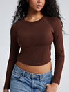 Solid Crew Neck Long Sleeve Brami