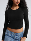 Solid Crew Neck Long Sleeve Brami