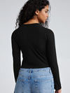 Solid Crew Neck Long Sleeve Brami