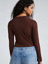 Solid Crew Neck Long Sleeve Brami