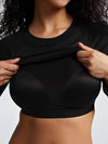 Solid Crew Neck Long Sleeve Brami
