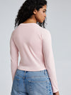 Solid Crew Neck Long Sleeve Brami