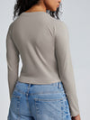 Solid Crew Neck Long Sleeve Brami