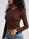 Solid Crew Neck Long Sleeve Brami