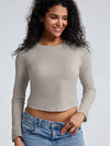 Solid Crew Neck Long Sleeve Brami