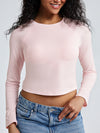 Solid Crew Neck Long Sleeve Brami