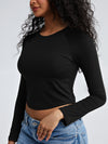 Solid Crew Neck Long Sleeve Brami