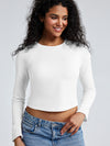 Solid Crew Neck Long Sleeve Brami