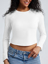 Solid Crew Neck Long Sleeve Brami