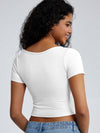 Solid Ribbed V Neck Bra Top